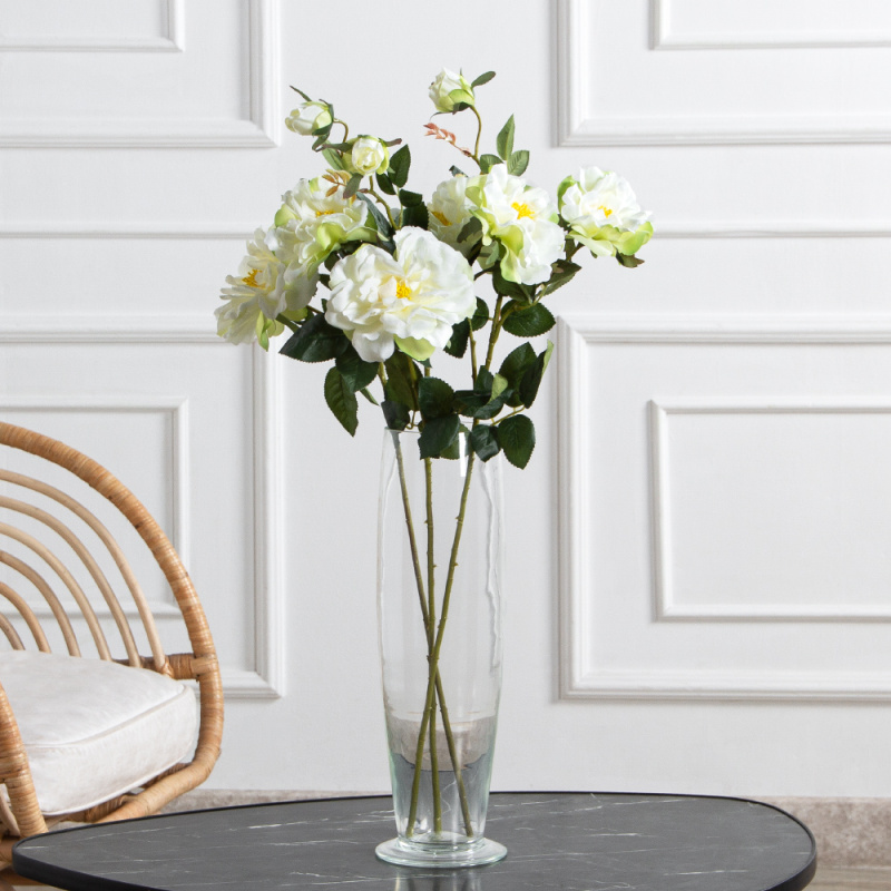 7141А/9122-0348/23(F) Гардения искусственная h72см 2головы 1бутон,белая_1