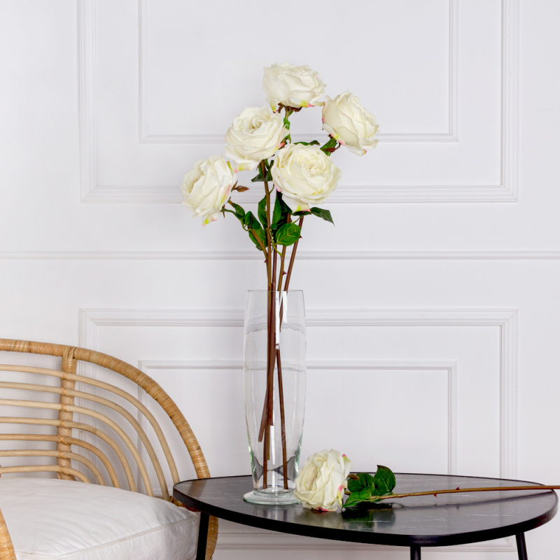 7141А/9120-25/23Р Роза искусственная 1 голова d13,5см, h67см, белая_5