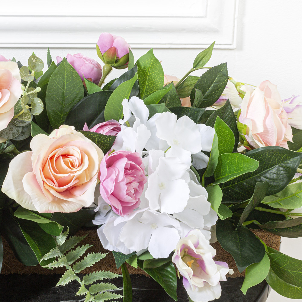 К11(з.) Композиция искусственная цветочная 100х35х27см, бело-розов. _3