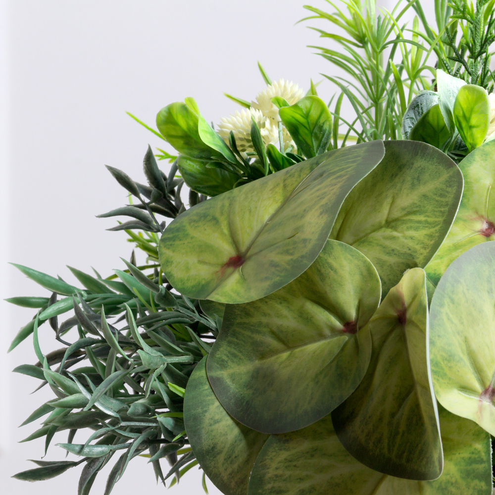 К493(з)(F) Композиция искусственная Зелень с Пеперомией в интерьерном кашпо_2