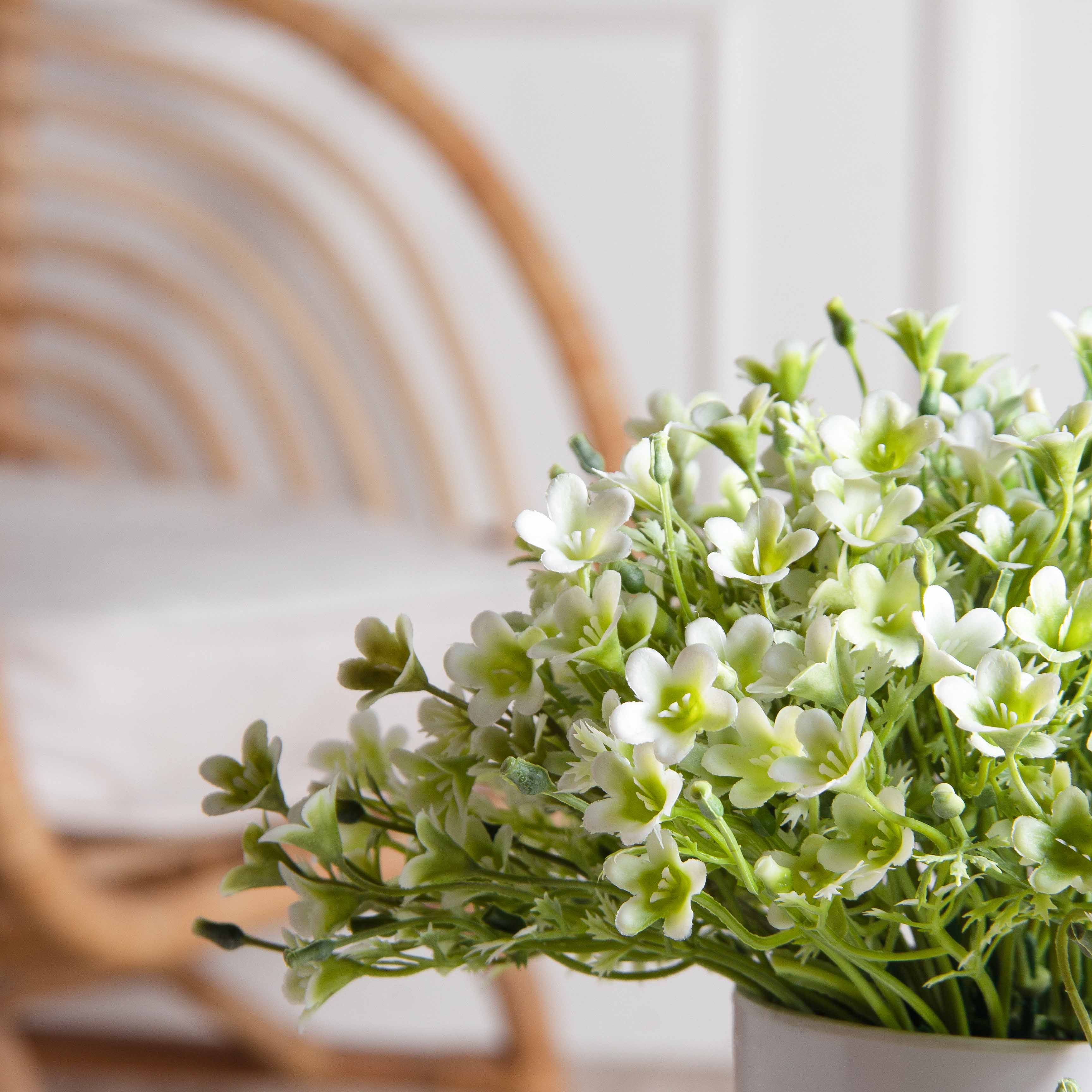 КС/О40-1(F) Кампанула искусственная h18см в кашпо, белая_2