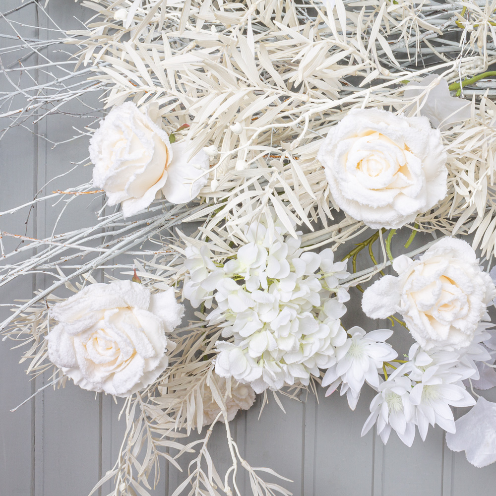 Л92 Гирлянда искусственная зимняя с цветами L100см_5