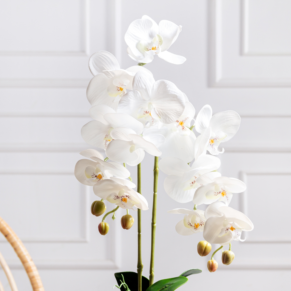 ЦИ60*2/33(з)(F) Орхидея искусственная h60см в кашпо, белая_1