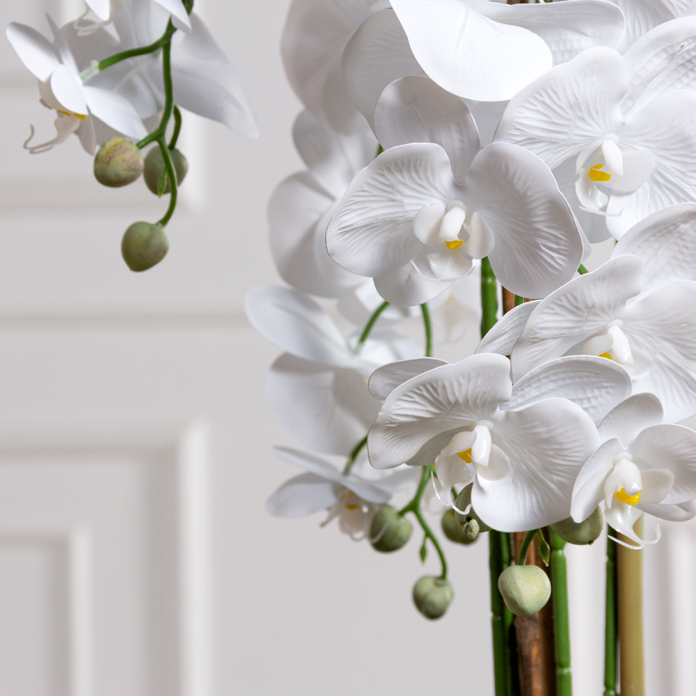 ЦК80*5/33-1(Пр)(F) Орхидея Фаленопсис искусственная h80см (латекс) в интерьерном кашпо, белая_7