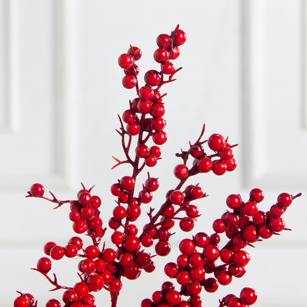 736А/9271-0029(F) Ветка с красными ягодами h53см(30+23см) 3 ветки_2