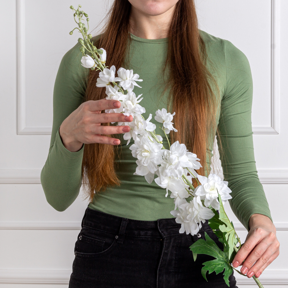 7141А/9149-08/23(АКЦИЯ) Дельфиниум искусственный h107см, белый_3