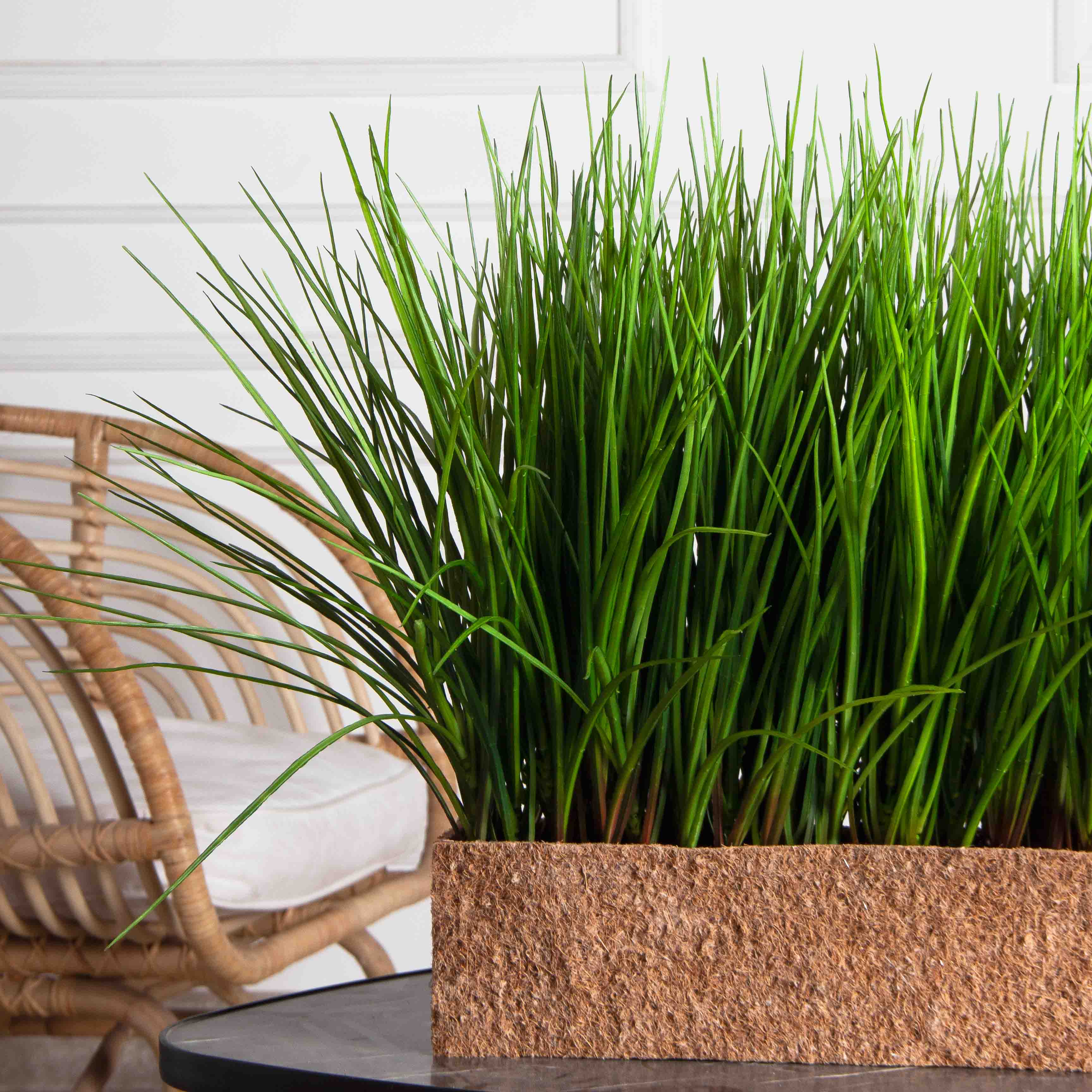 ТД078-1(F) Трава Осока искусственная h36см в кокосовом боксе 50х10х10см_3