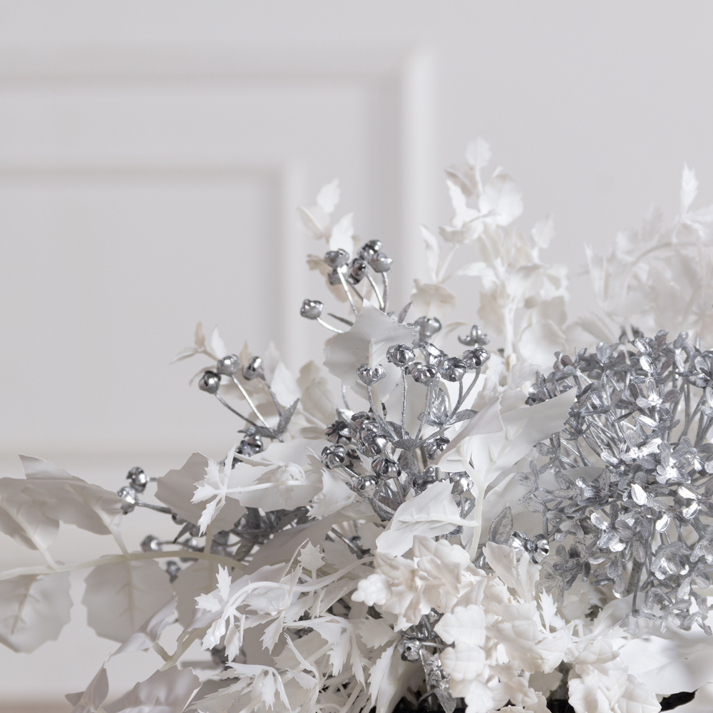 К514(з)(F) Композиция искусственная с белым фикусом в кокосовом боксе 30х10х8см_2