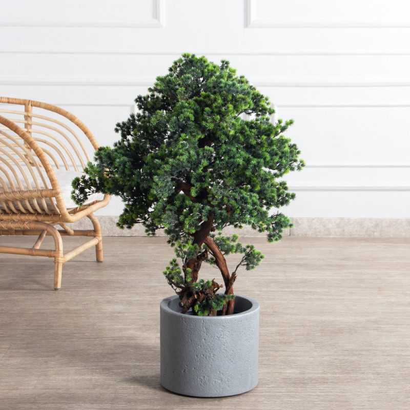 БС090/ОС/30-1(F) Бонсай искусственный Сосна h90см в интерьерном кашпо_1