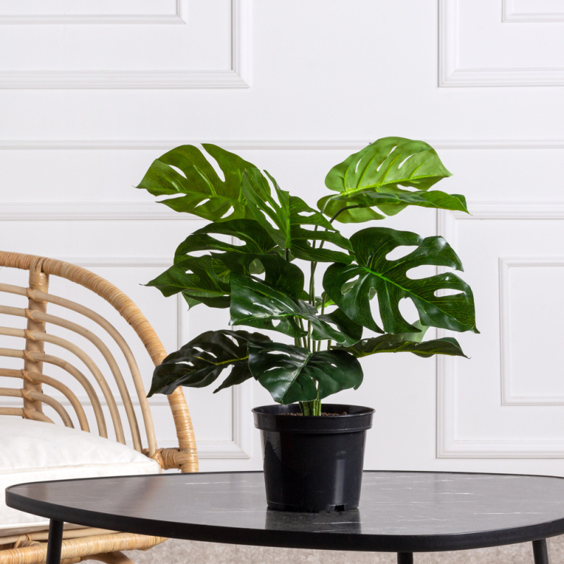 К045/215 Монстера искусственная h45см (латекс) в кашпо