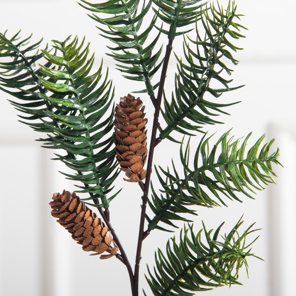 736А/9271-0055(F) Ветка еловая с шишками h48см(40+18см) 7частей,2шишки_3