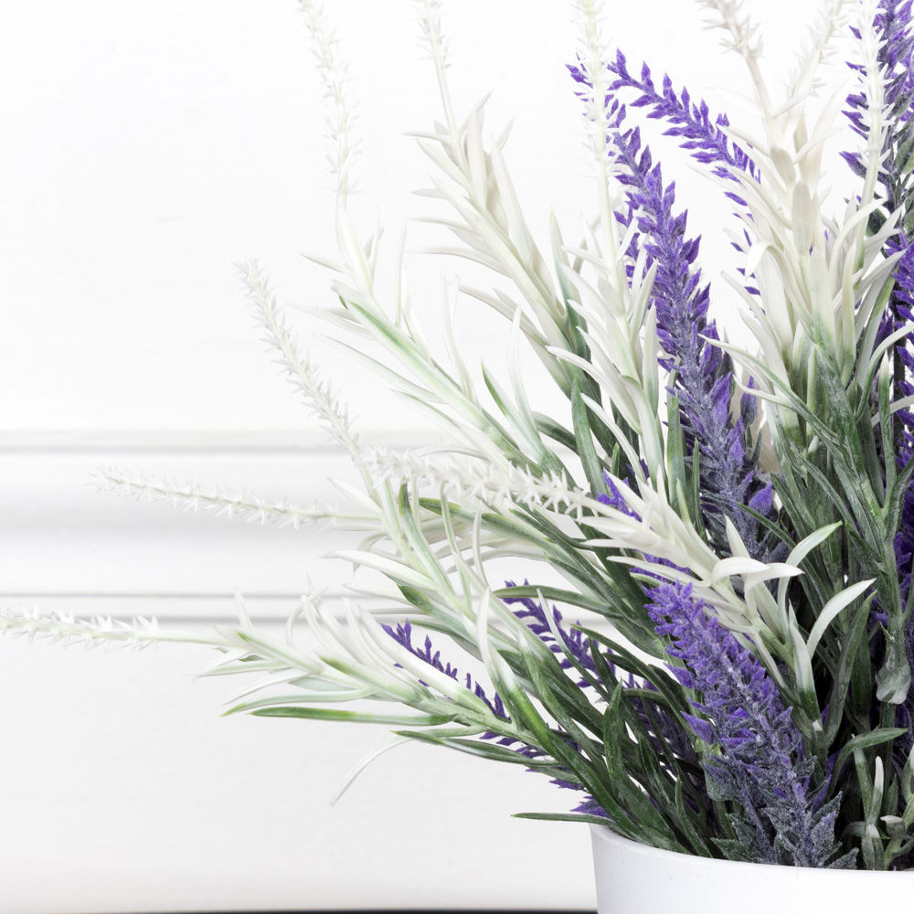 ЦС83-3 Лаванда искусственная с соцветием h20см в кашпо, бело-фиолетовая  _3