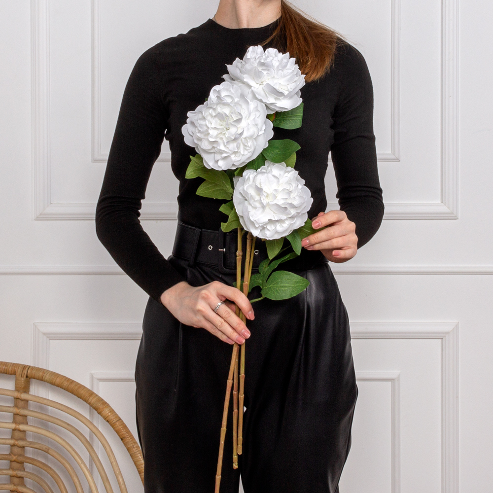 7141А/9120-22/23Р Пион искусственный 1 голова d13см, h64см, белый_3