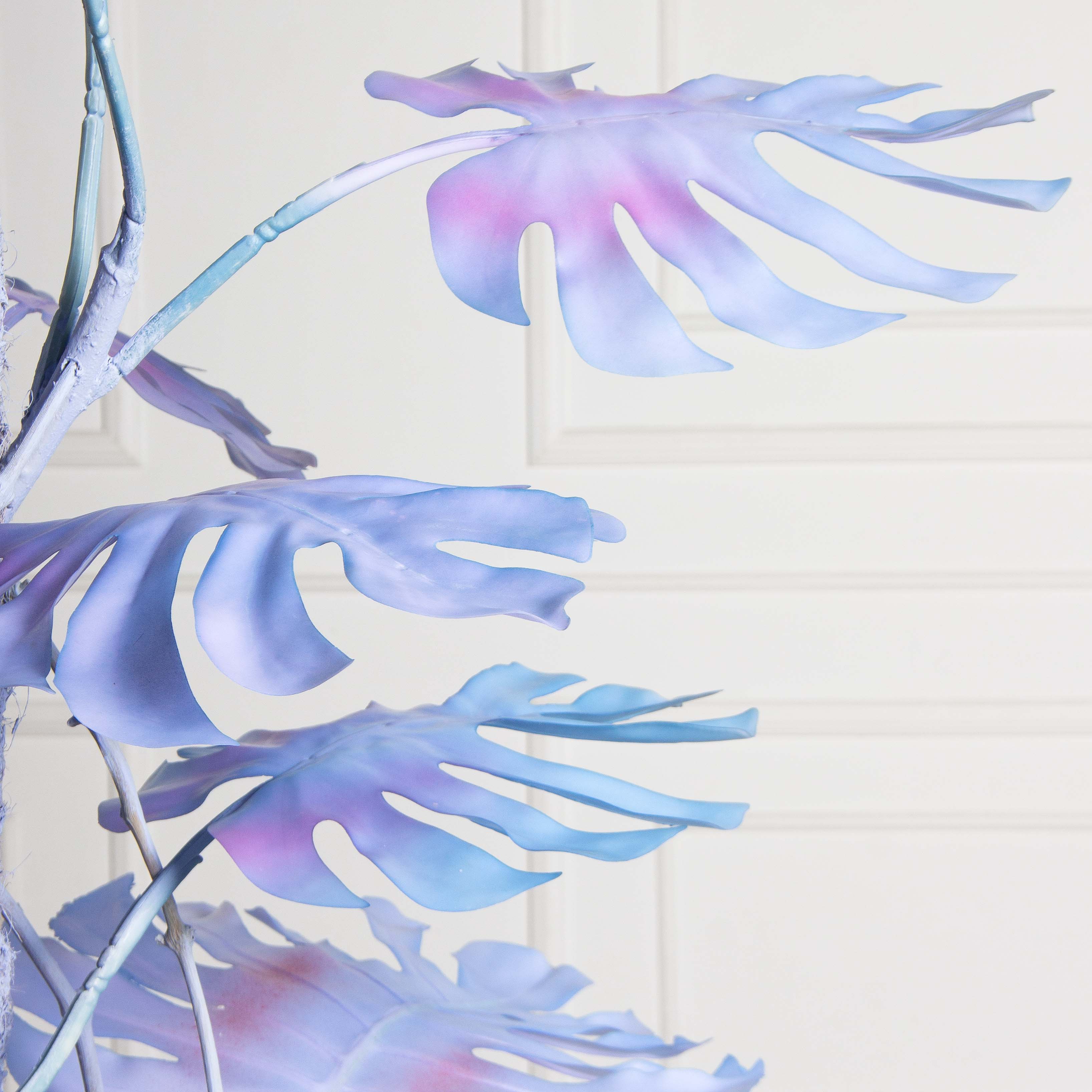 140/К/371-1(з)(F) Монстера искусственная на опоре h140см, синяя_3