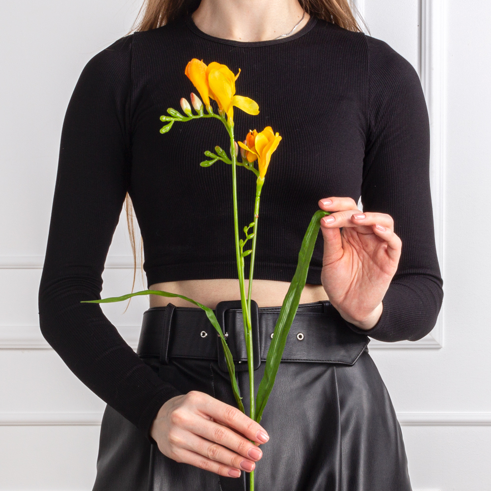 7141А/9120-03/3Р(АКЦИЯ) Фрезия искусственная h63см, желтая_4