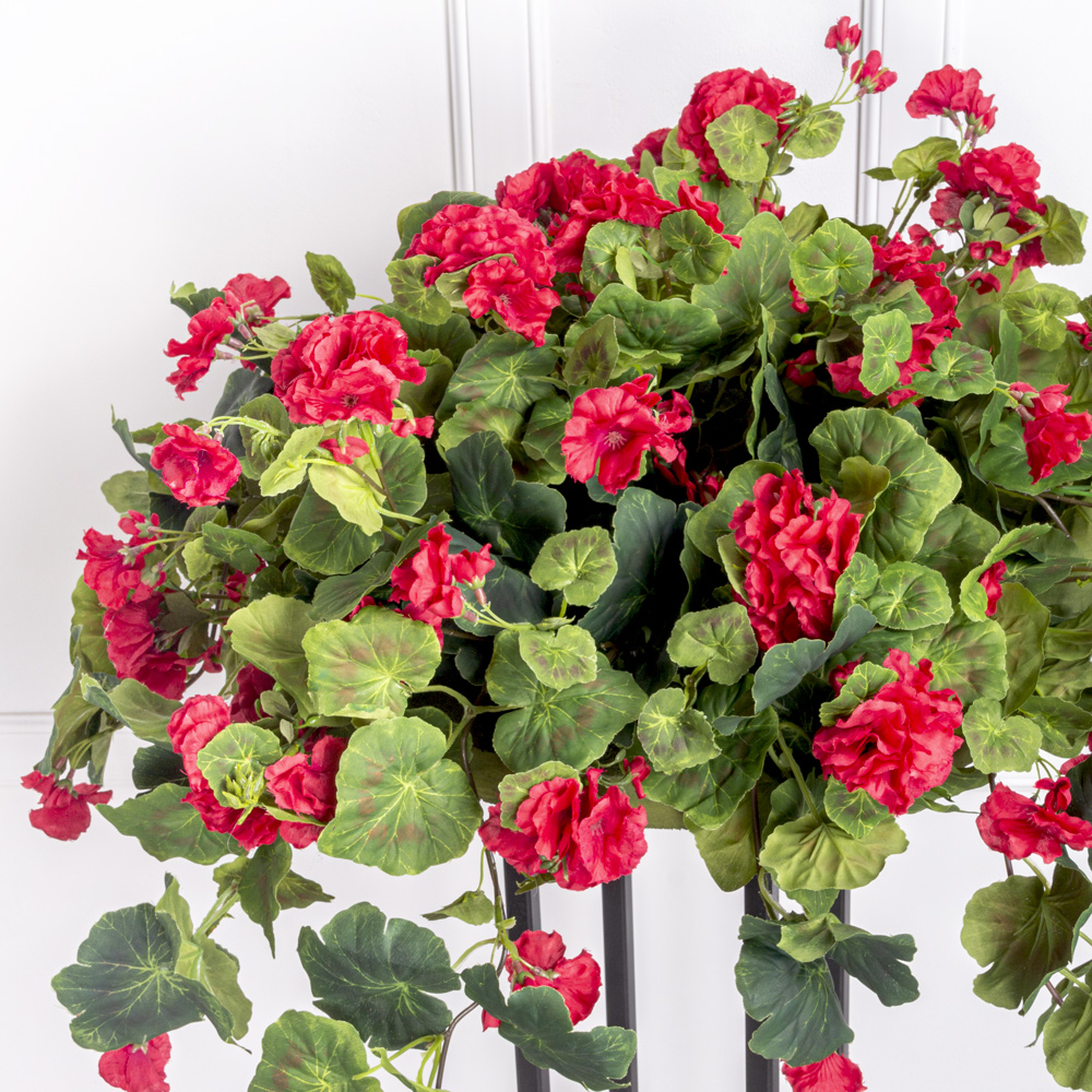 Ц0031-5(з) Композиция искусственная Пеларгония на вставке d38см, красная_1