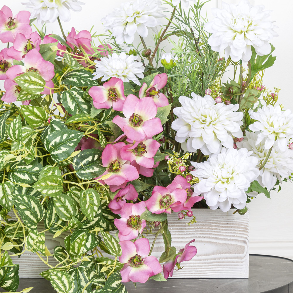 ТДЯ131 Композиция искусственная с клематисом в ящике 47х11хh11см_4