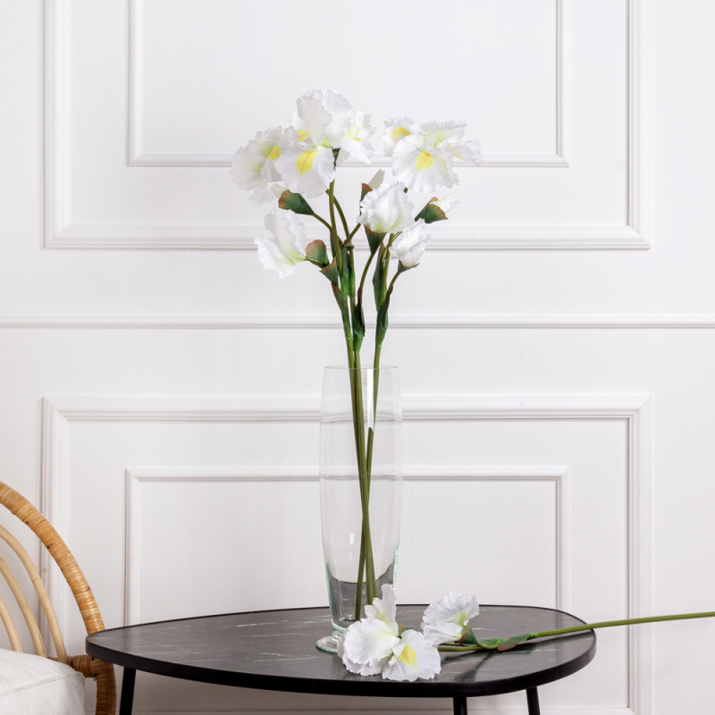 7141А/9120-01/23Р(АКЦИЯ) Ирис искусственный 1 голова d17см, 2 бутона, h80см, белый_2