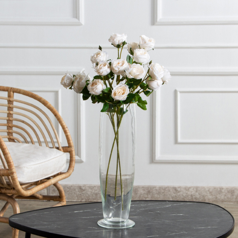 7141А/9122-0350/4(F) Роза кустовая искусственная h55см 7голов,кремовая_1