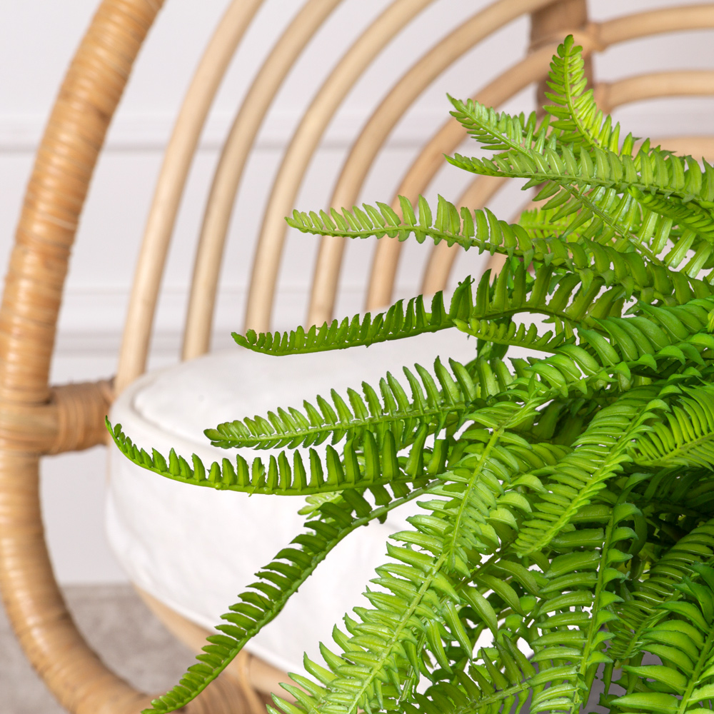 КС86 Папоротник нефролепис искусственный ампельный h33см (силикон) в кашпо d11см_1