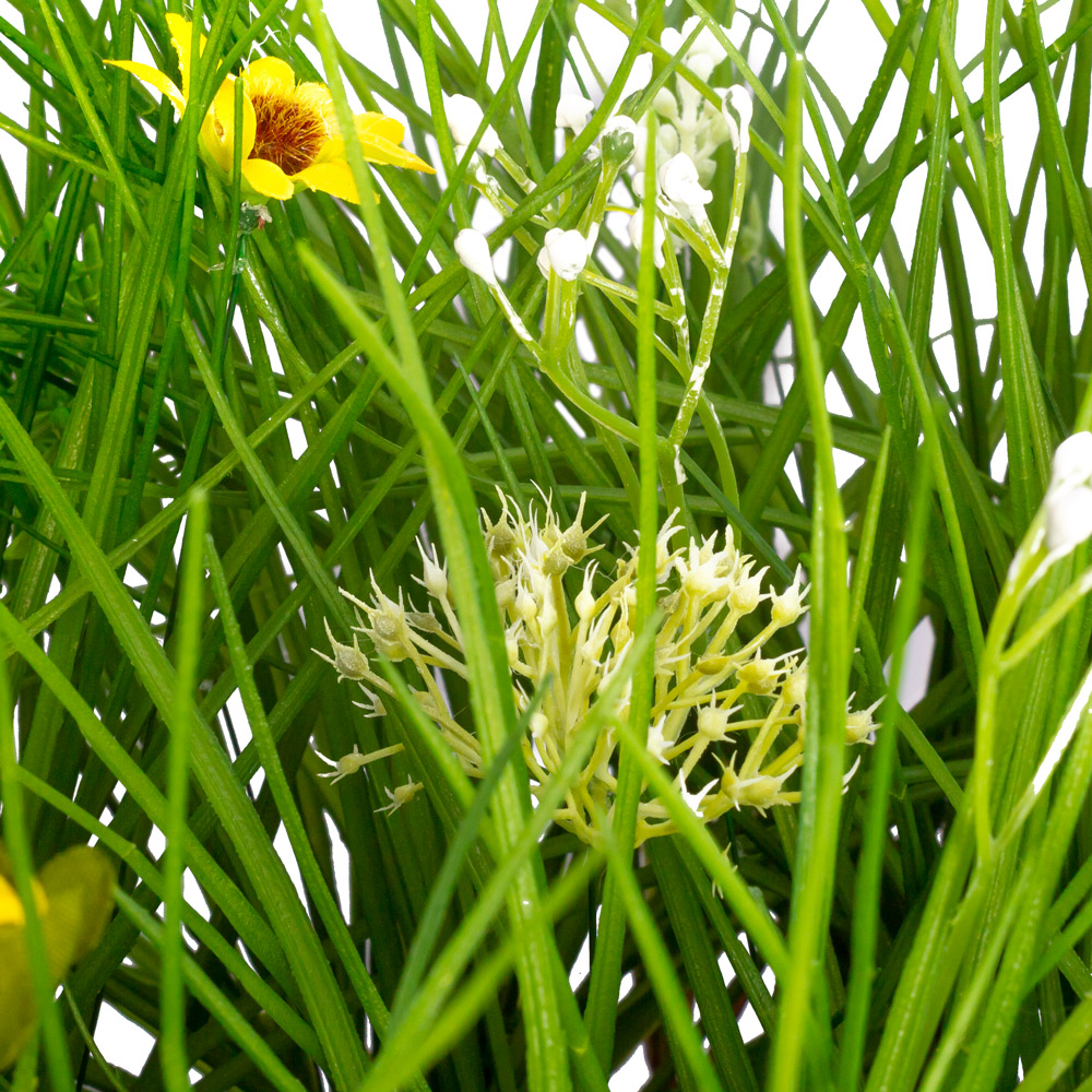 ВМ51-5/1(з.) Композиция искусственная Разнотравье на вставке 51х35хh5см, бело-желтый_3