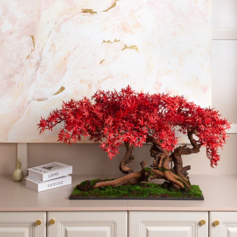 БЛ055/ОС/606(Пр)  Клён искусственный веерный мелкий на основании h55см