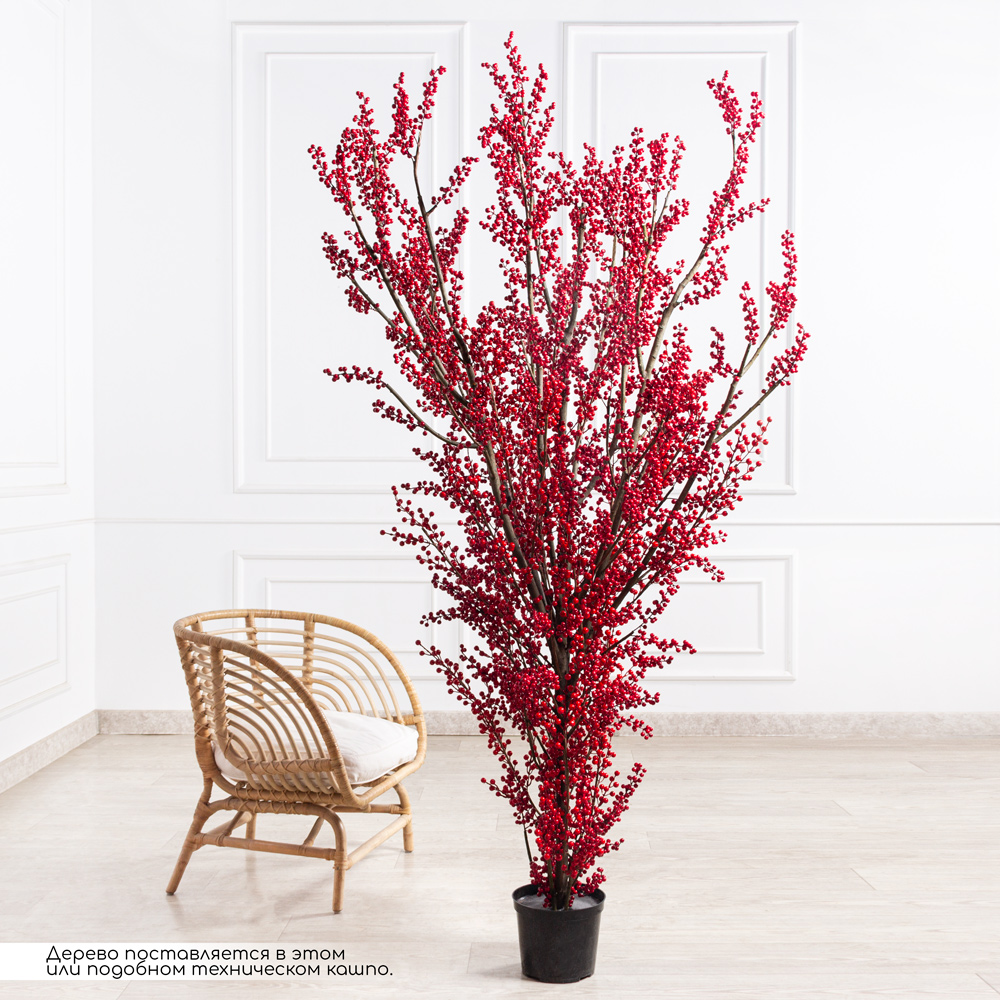 200/РН/621(з)(F) Дерево искусственное с ягодами h200см d150-160см, красное _1