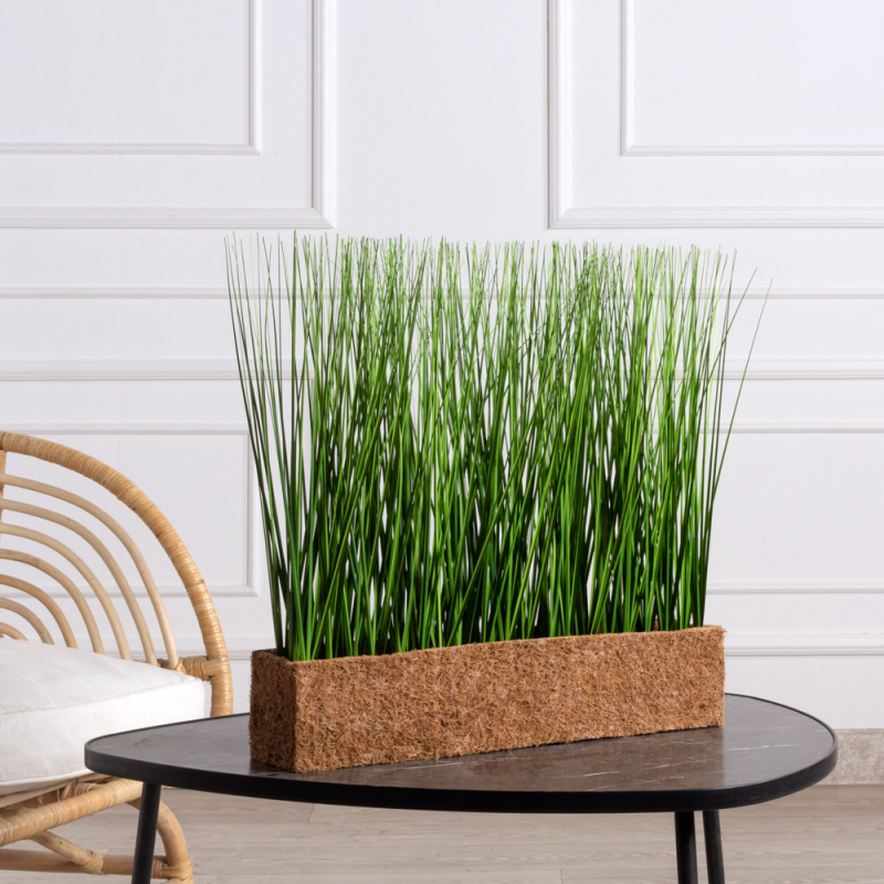 Т008(F) Трава искусственная h38-40см в кокосовом боксе 50х10х10см