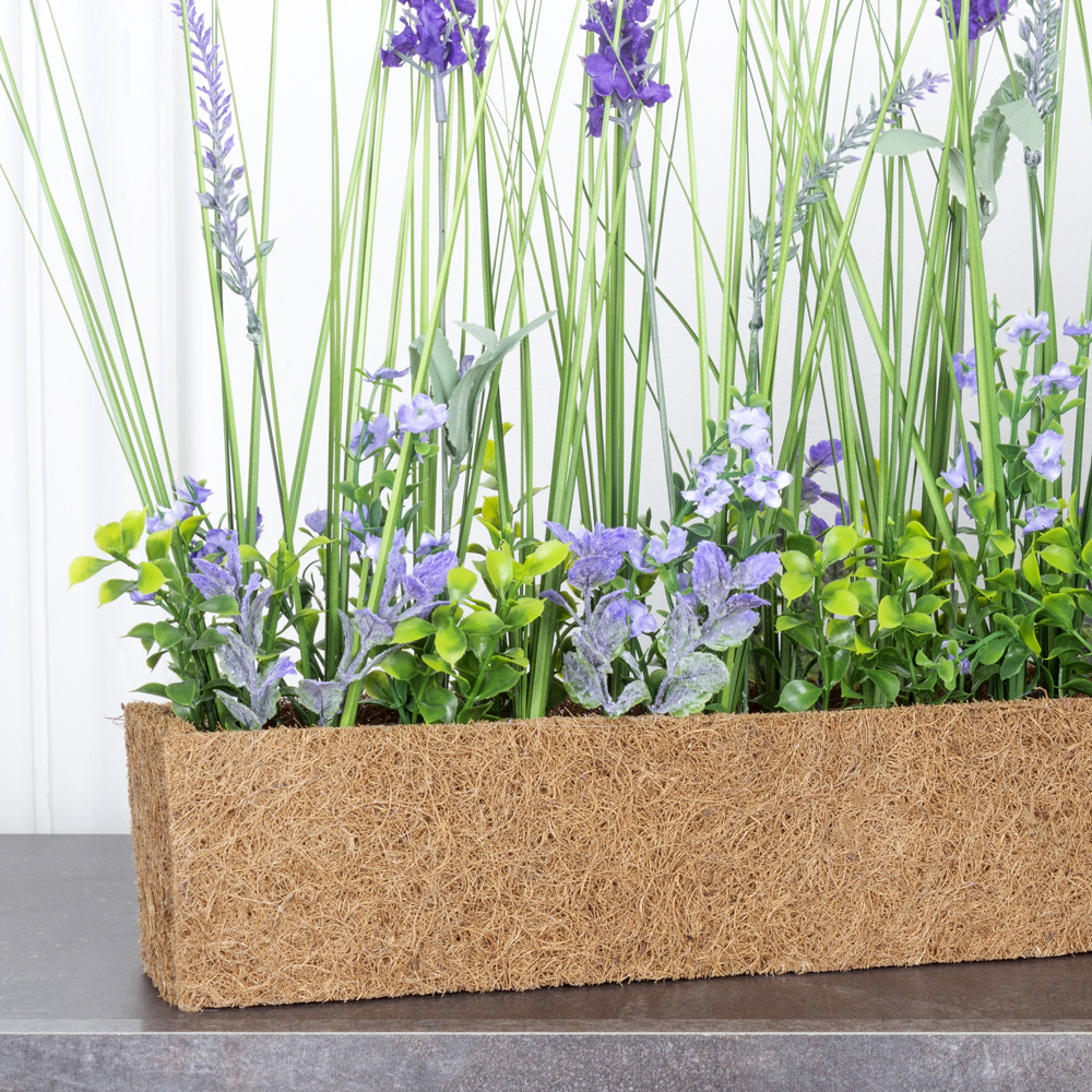 Б007 Лаванда искусственная h29см в кокосовом боксе 50х7х8см (бордюр), сиренево-фиолет_7