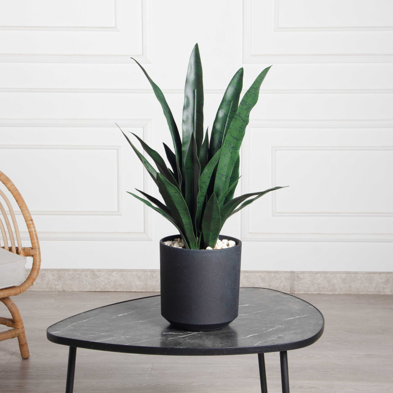 ЦС93-1(F) Сансевиерия искусственная h55см в кашпо, зеленая_1