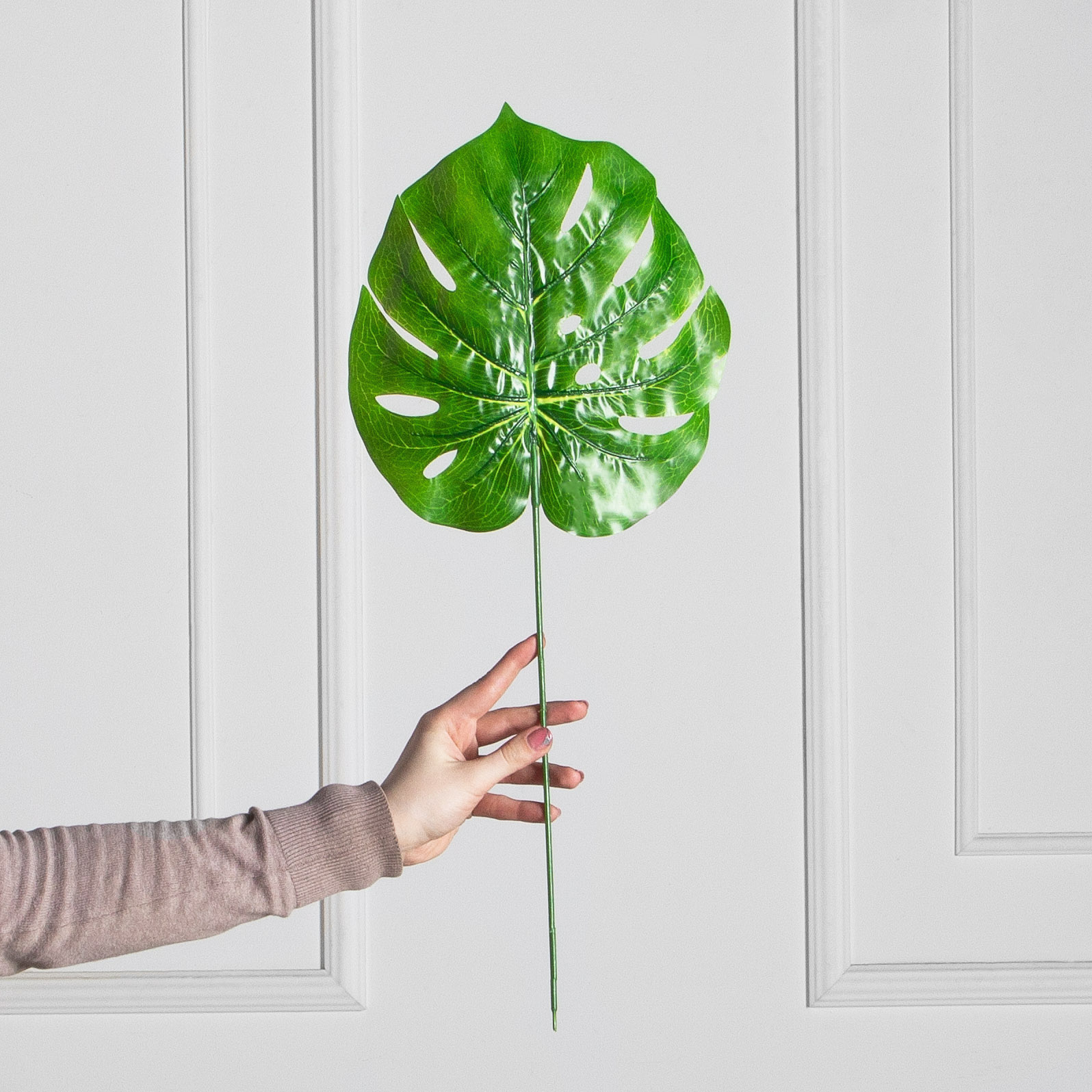 7143/0027-6/2(Уценка)(F) Лист Монстеры искусственный, латекс средний_3