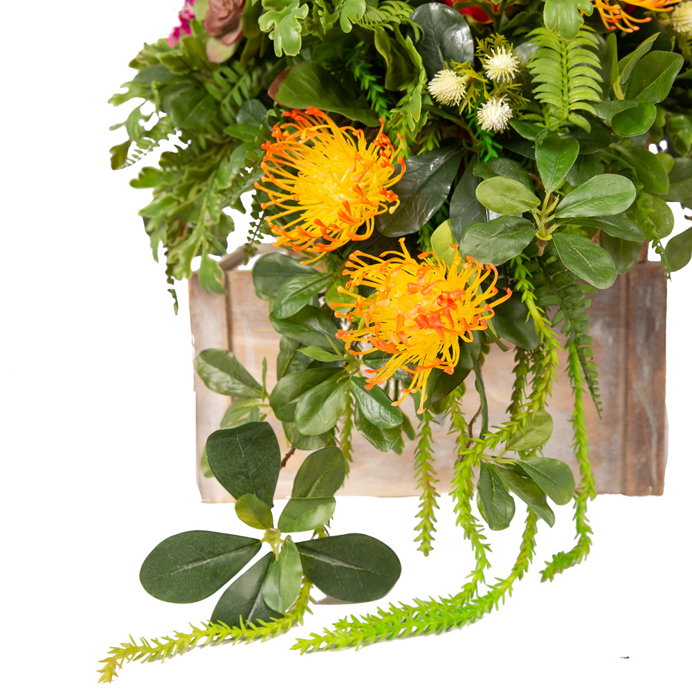 К08/2-2(з.) Композиция цветочная в круглом кокосовом боксе d29;h10см_2