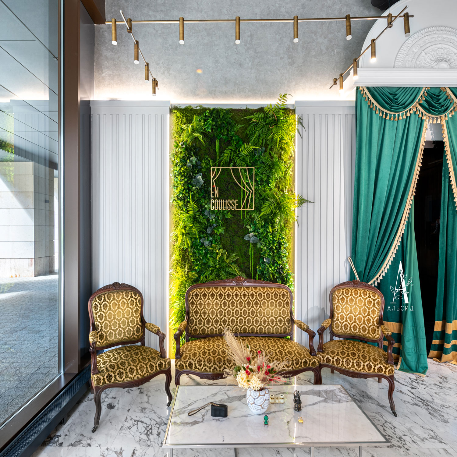 ФТС82 Фитостена с зелеными камнями, за 1кв.м_10