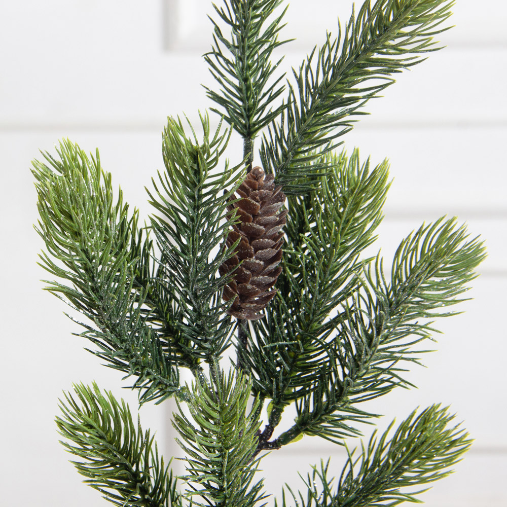 736А/9271-0163(F) Ветка еловая НГ с шишкой и блёстками h47см(30+17см) 6частей и 1шишка_3