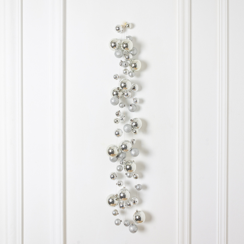 Л90-2 Гирлянда искусственная из новогодних шаров L100см, серебро