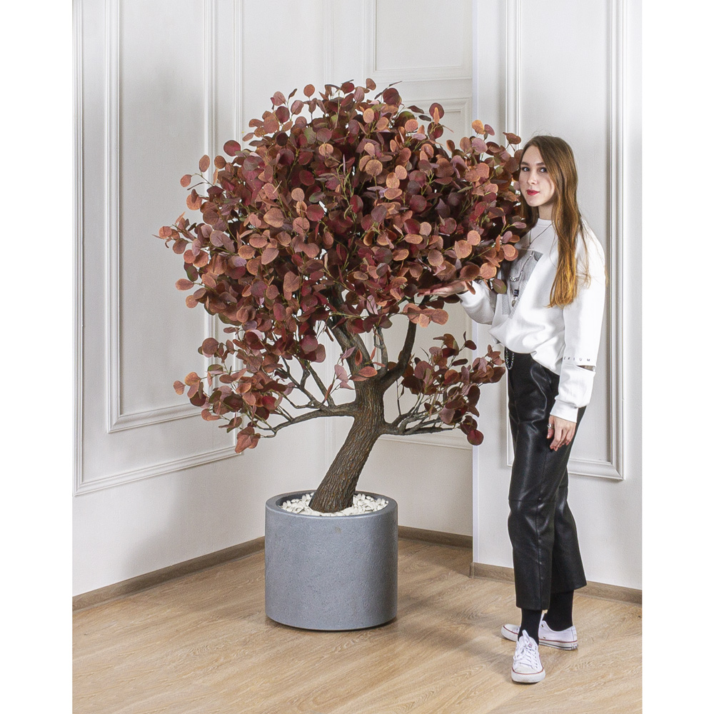 180/ДС/482(з.) Эвкалиптовое дерево искусств. h180см (d кроны 109см) на декоративном стволе_4