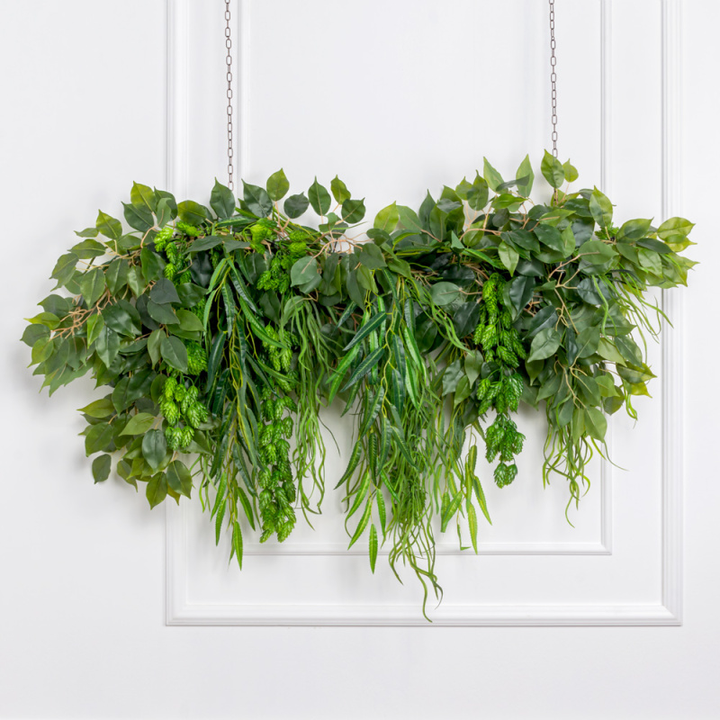 Л98/6(з) Лиана искусственная с Ивой и хмелем L100см, свес 50см_3