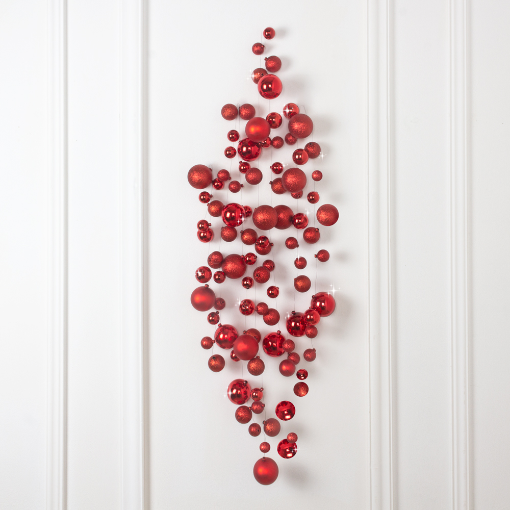 Л90 Гирлянда искусственная из новогодних шаров L100см, красная_3