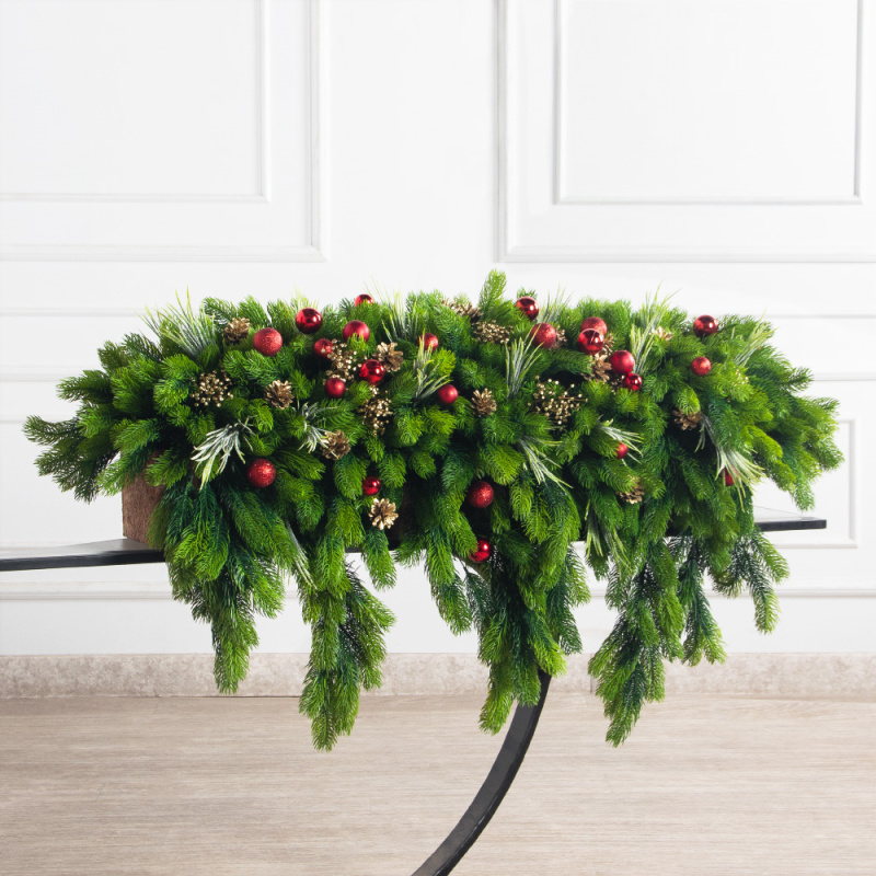 КНг65/4(з)(F) Композиция искусственная НГ в кокосовом боксе 99х13,5х13,5см (свес 50 см)_1