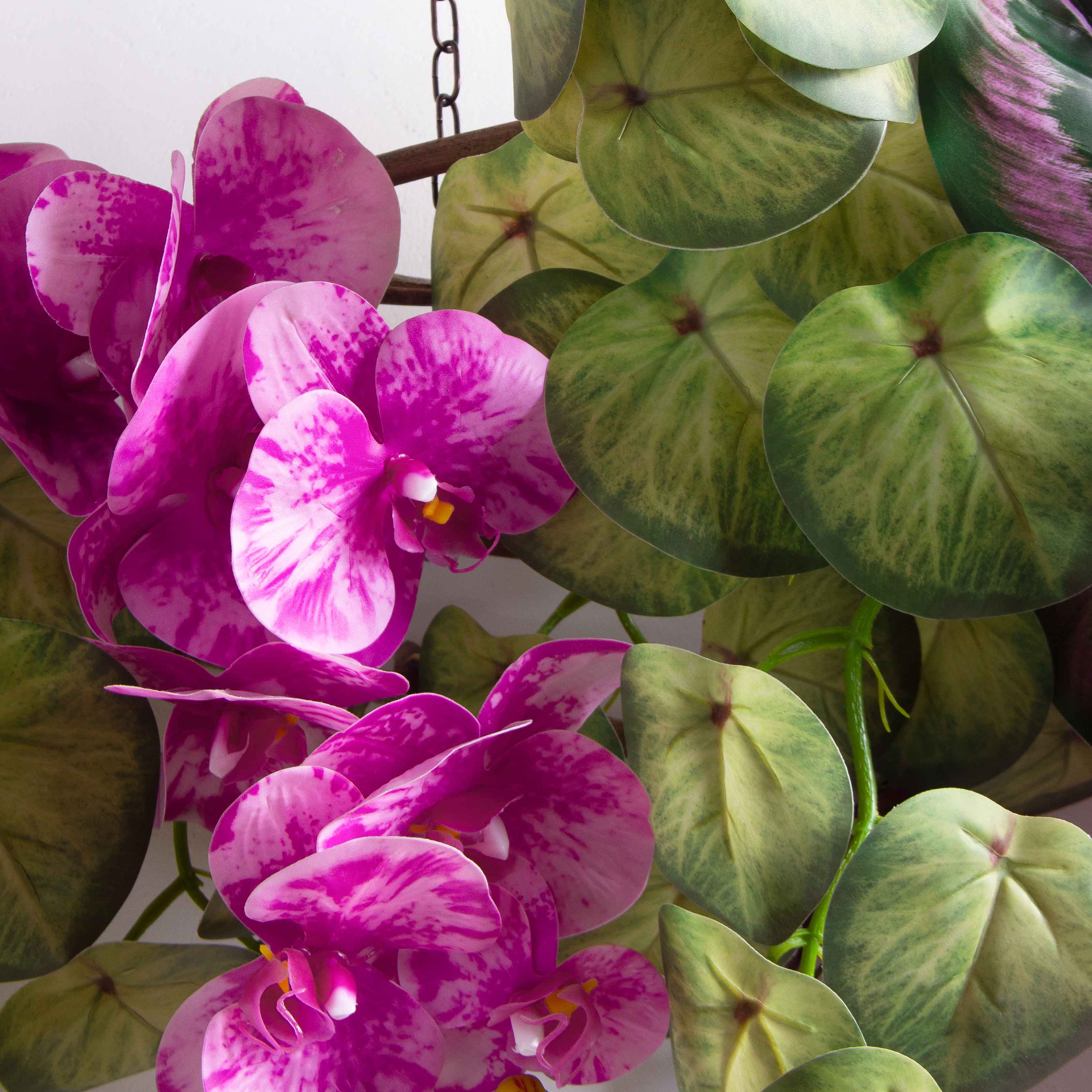 Л135-2(з)(F) Лиана тропическая с бордовой традесканцией и орхидеей L100см_5