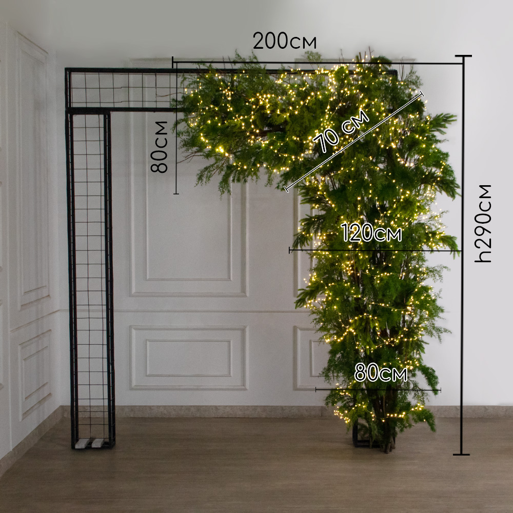 ДЛ182/СВ03т(Пр)(Fix)(F)Декор вход.группы хвойный h290см н/прутьях, прист.с гирляндой 