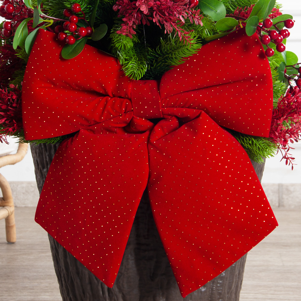 080/289-2(Пр)(Fix)(F) Ель искусственная h80см с красным декором на основании_7