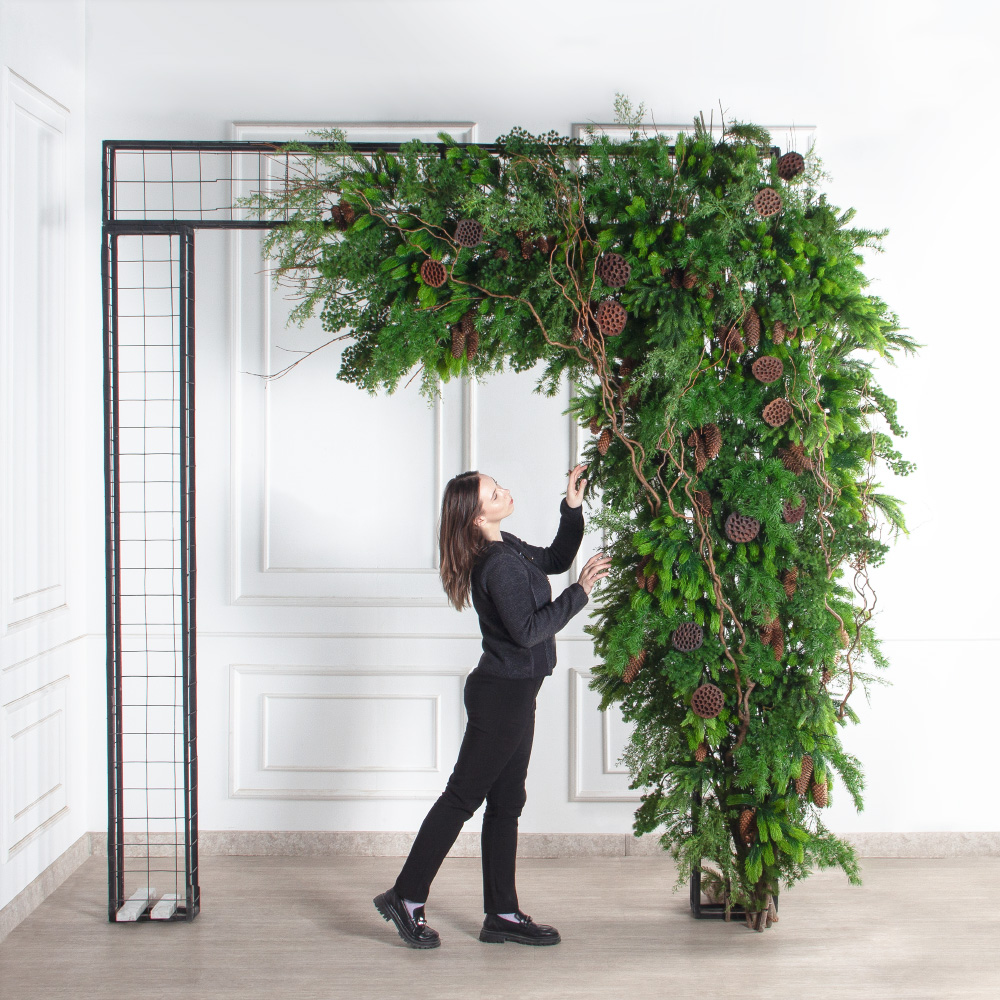 ДЛ184(Пр)(Fix)(F) Декор входной группы хвойный с декором h290см на прутьях,пристенный_3