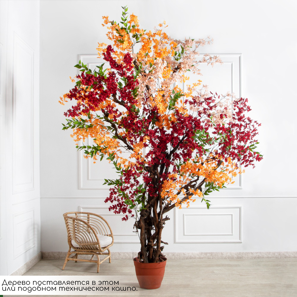 320/ОС/658/522(Пр)(F) Дерево искусственное интерьерное, пристенное h320см, красно-оранжевое_2