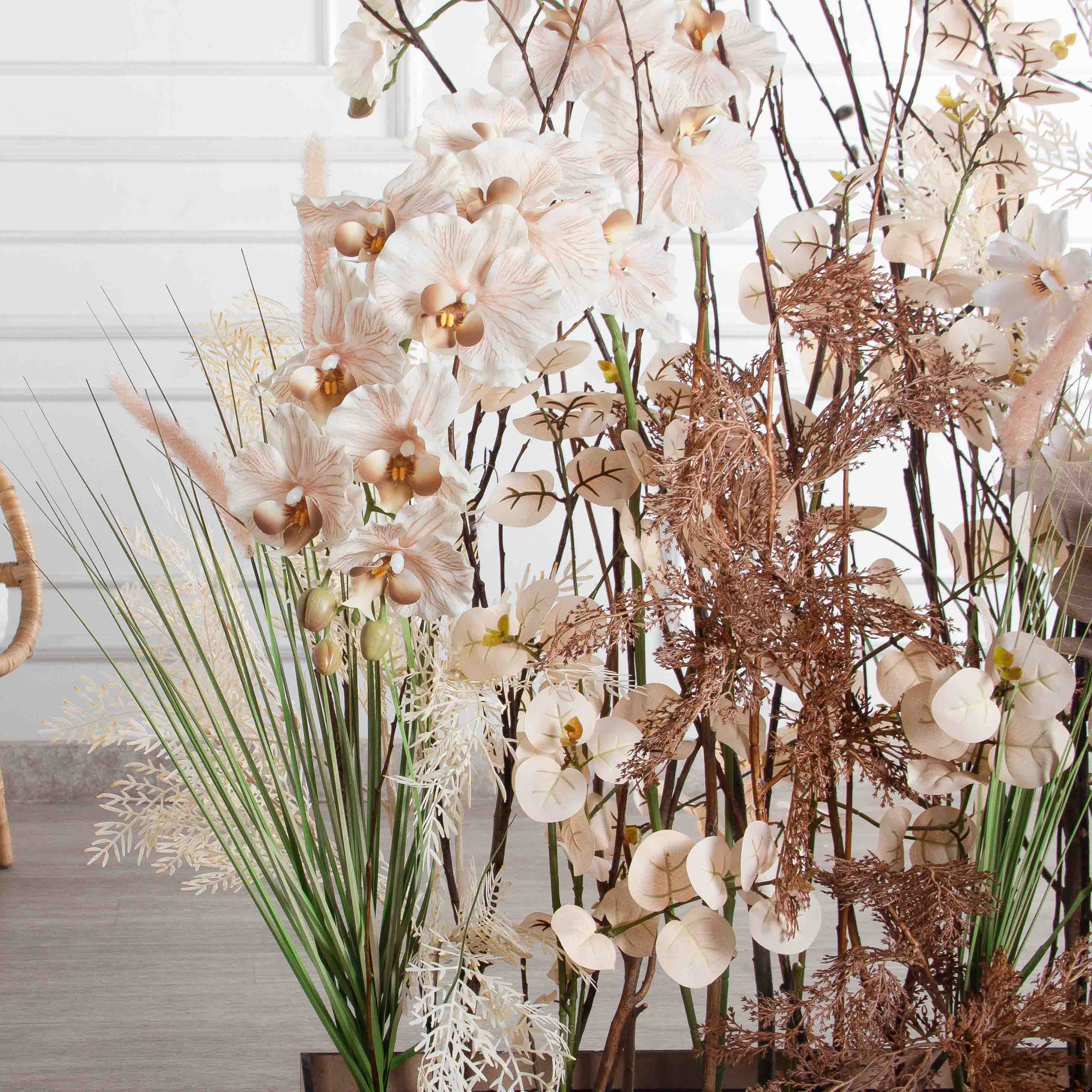 К546(Пр)(F) Композиция искусственная с орхидеями на основании,бежевая_6