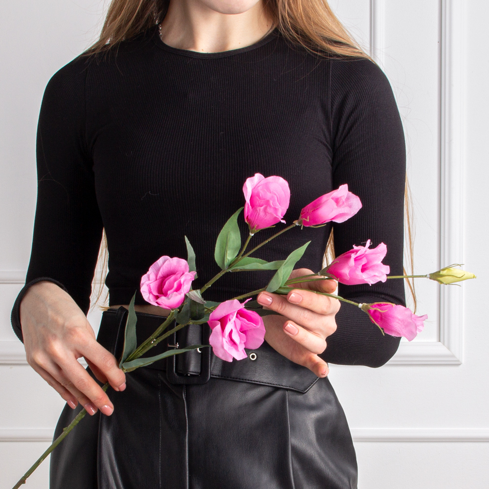 7141А/0443-2/1(АКЦИЯ) Лизиантус искусственный 4 головы, 3 бутона h80см, розовый_5