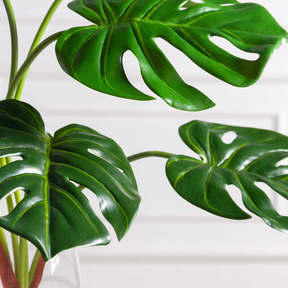 7143/0033-8/1(F) Монстера искусственная куст 7 веток, h74см (латекс) (без прожилок)_1