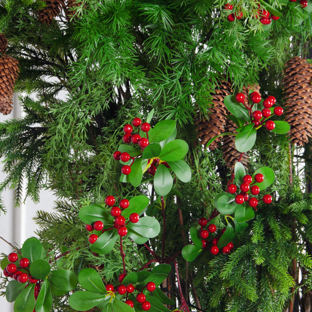 ДЛ183(Пр)(Fix)(F) Декор входной группы хвойный с ягодами h290см на прутьях,пристенный_6