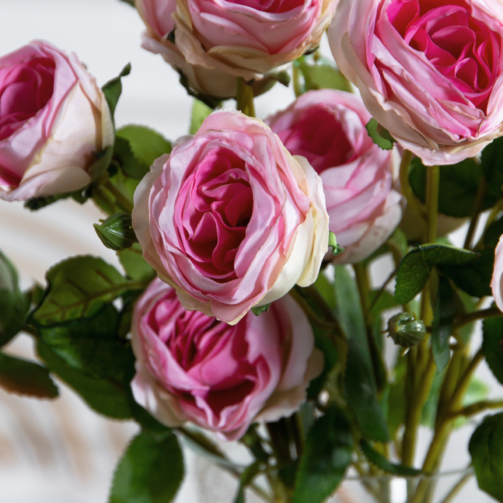 7141А/9122-0350/1(F) Роза кустовая искусственная h55см 7голов,розовая_3