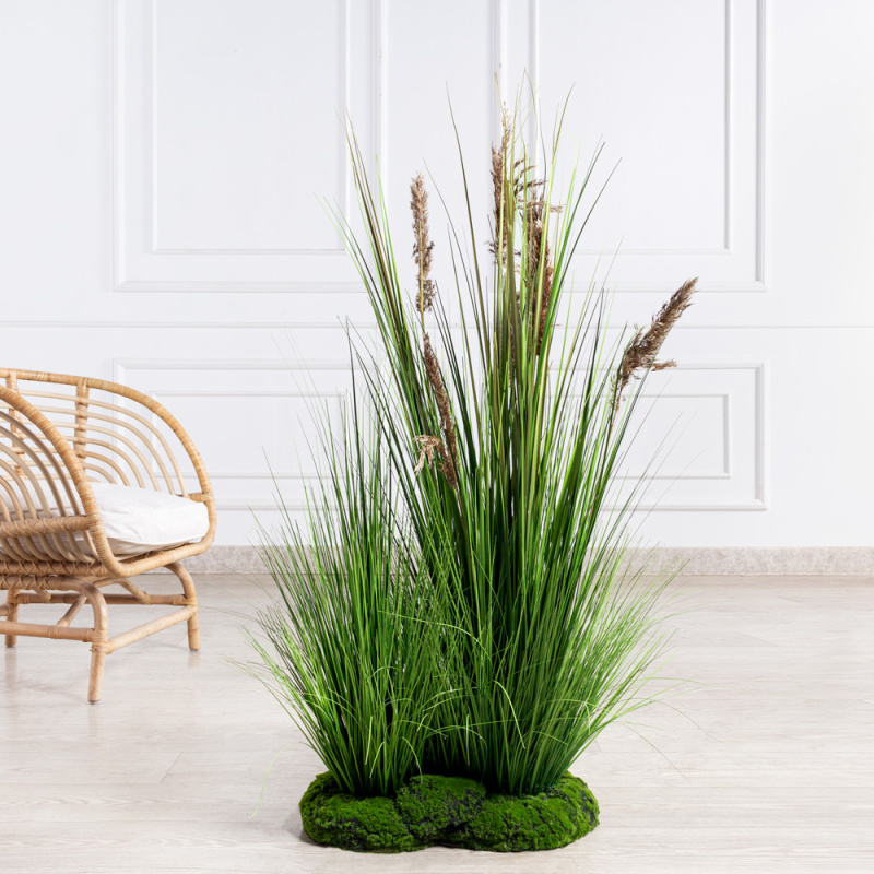 К351(F) Трава Осока искусственная h115см на кочке из мха
